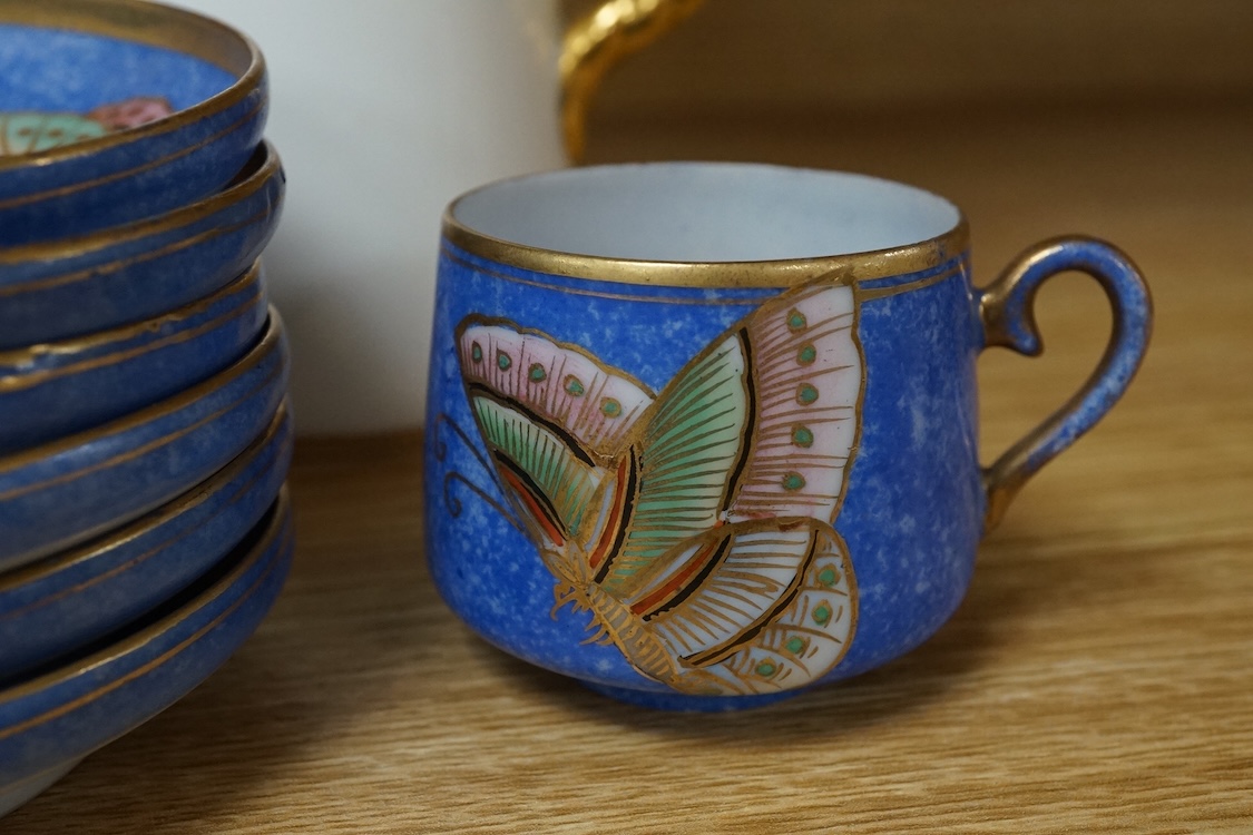 A Cauldon coffee set and a Japanese part set, tallest 18.5cm
